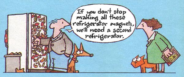 The hazard of too many refrigerator magnets.